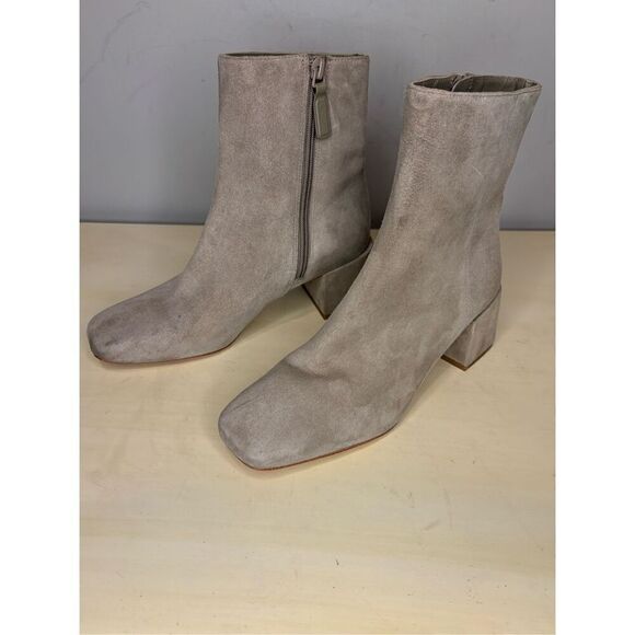 Vince Women's Kaye Suede Square Toe Block Heeled Bootie Grey Size 6‎ - Picture 2 of 10